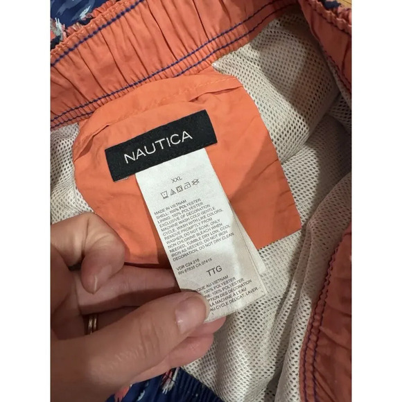 Nautica Palm Tree Full-Elastic Swim Shorts XXL Vacation Key Pocket Never Worn - Picture 3 of 4